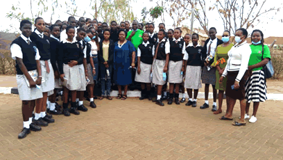 Students and teachers from Mutonguni Girls take a group photo together with staff from School of Agriculture, Water, Environment and Natural Resources 