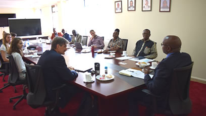 The Team in a meeting with Prof. Reuben Muasya, the Deputy Vice-Chancellor, Finance, Planning and Development. 