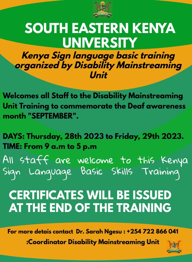 Kenya Sign Language Basic Training Organize by Disability Mainstreaming Unit